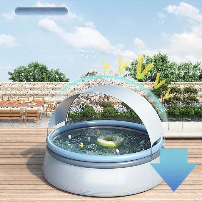 Montary Extra Large 142"x142"x30" Inflatable Swimming Pool with Canopy - Thickened Backyard Summer Pool, Outdoor Blow Up Design with Coil Mesh, Foldable & Portable