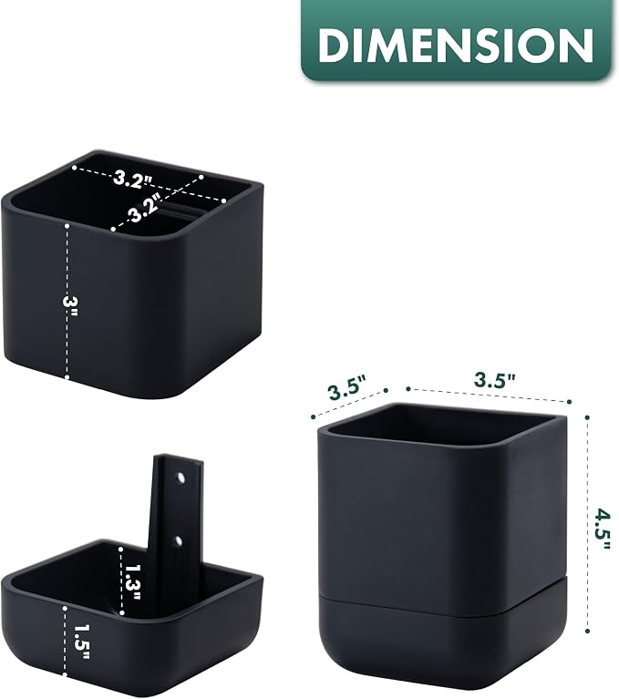 Phoenix Vine 3.5 Inch Wall Mounted Self-Watering Planter Pot for Indoor Houseplants and Herbs | Hanging Planter for Window Sills, Bathroom Walls, Home & Office Décor, Black, Set of 3, 01-A-E-3