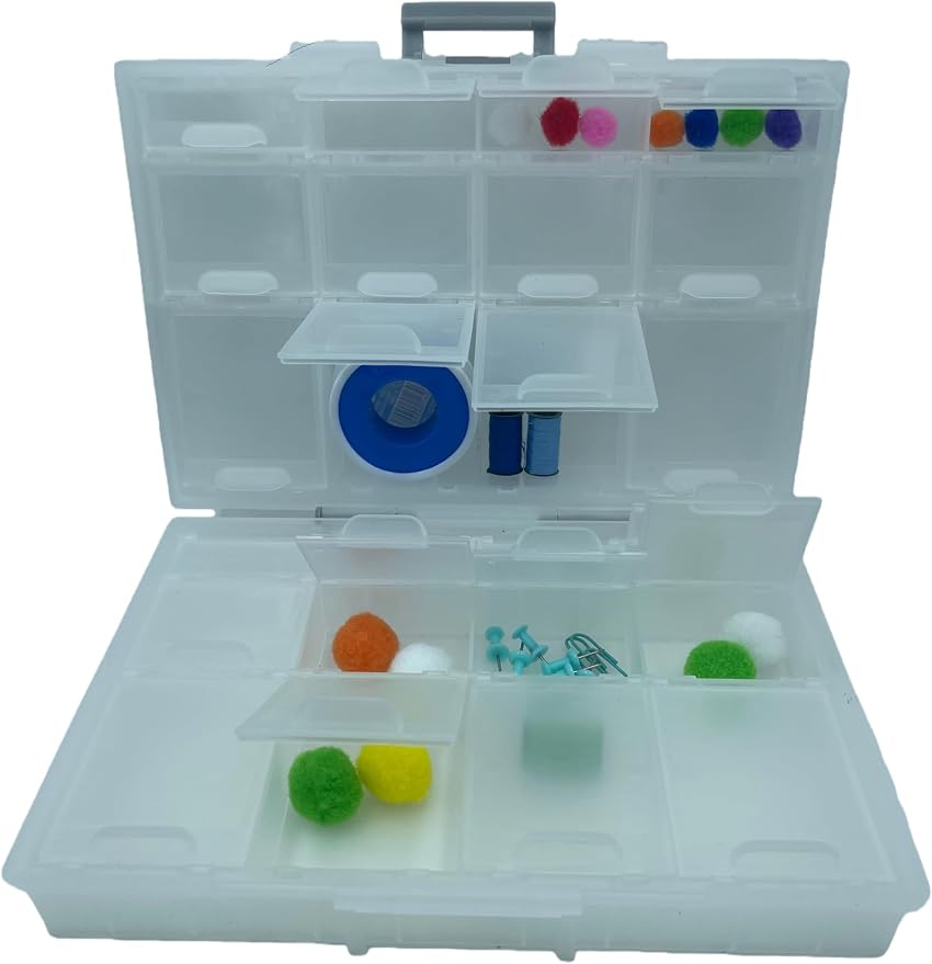 AideTek half transparent BOX-ALL-24 small parts beads stationery jewelry box organizer for sorted parts 3 sizes 24 compartments with lid
