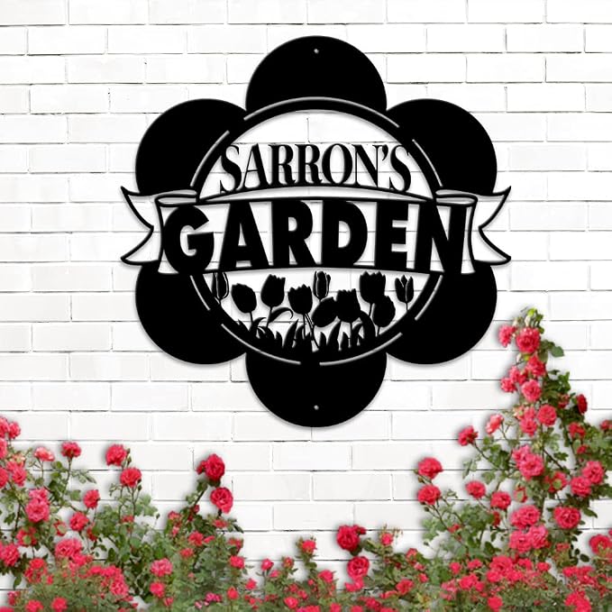 MeMate Custom Metal Garden Signs - Personalize Outdoor Decor, Metal Plaque for Women, Mom, Grandma, Rustic She Shed Decorations