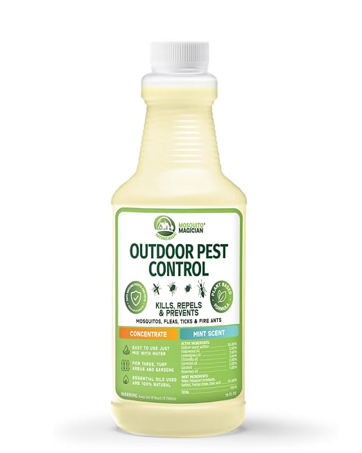 Mosquito Magician Liquid Concentrate – Kills Mosquitoes, Fleas & Fire Ants, Repels and Prevents Ticks – Essential Oil Yard Treatment Spray – Use with Sprayers, Foggers & Misting Systems – 16 oz, Mint