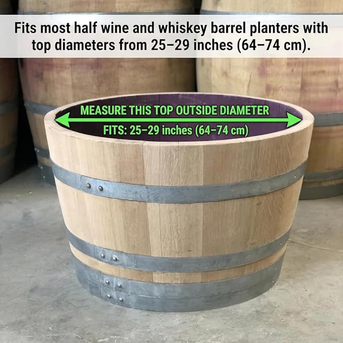 Half Barrel Planter Liner Kit (2 Pack) – Wine & Whiskey Barrel Planter Liner Bags with Drain Tubes & Mesh – Heavy-Duty 100 Micron Plastic Liners for 25-29 in Diameter Half Barrel Planters (2)
