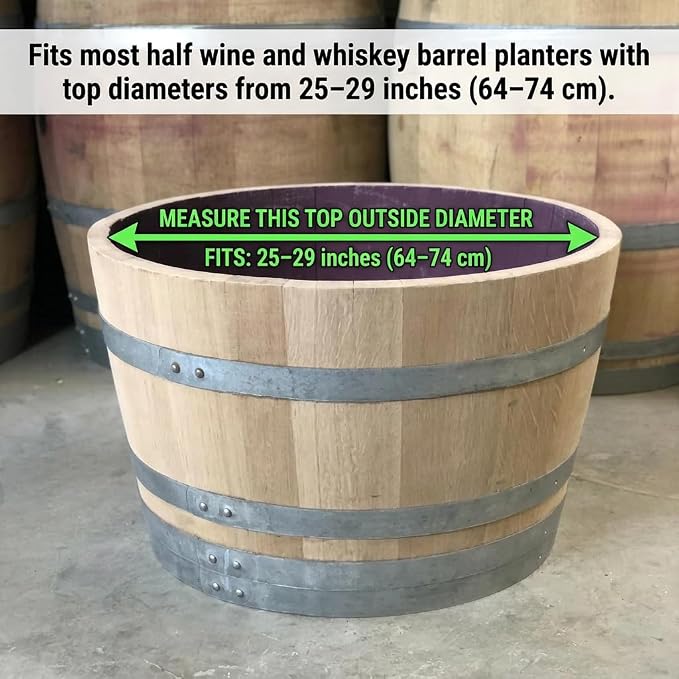 Half Barrel Planter Liner Kit – Wine & Whiskey Barrel Planter Liner Bag with Drain Tube & Mesh – Heavy-Duty 100 Micron Plastic Liner for25-29 in Diameter Half Barrel Planters