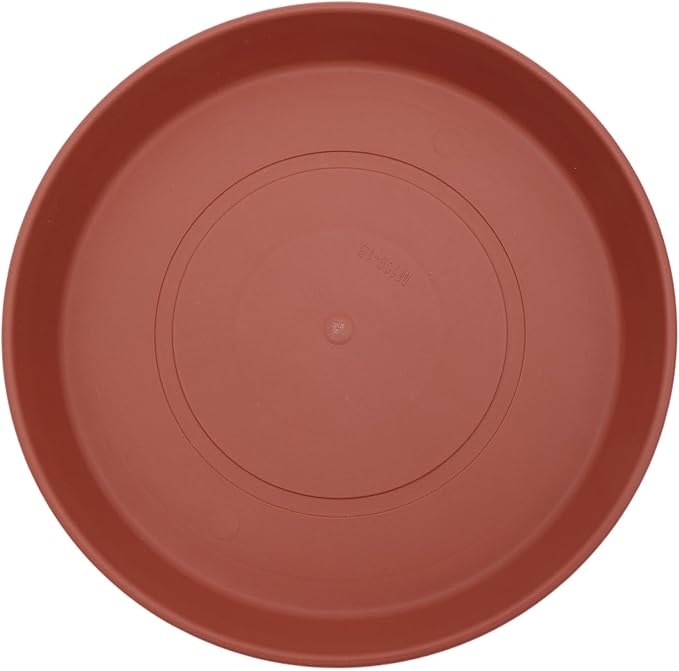 The HC Companies Round Prisma Flower Pot Saucers - Plastic Plant Saucer for Outdoors & Indoors - Traditional Plant Pot Trays for Water Drainage -Durable Plant Tray (10.5-inch Clay, Pack of 1)
