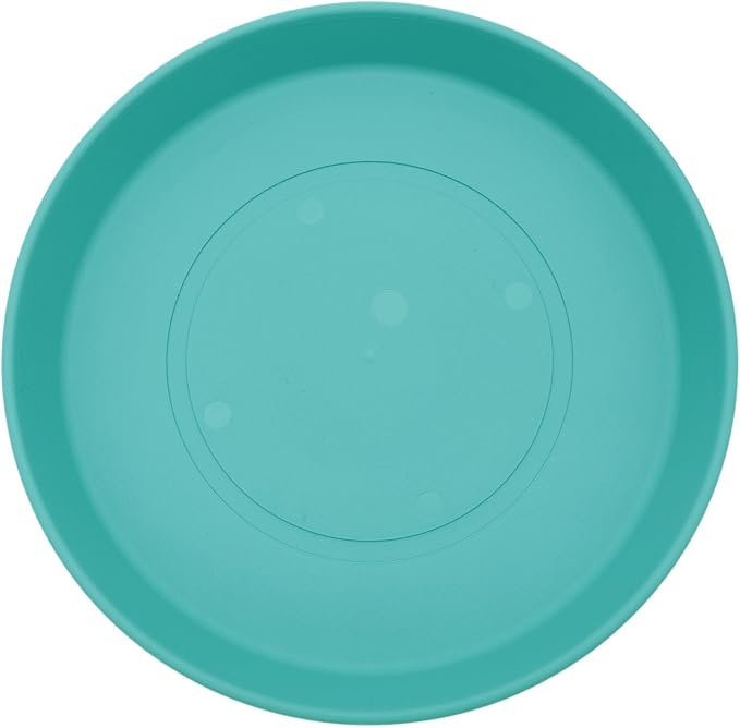 The HC Companies Round Prima Flower Pot Saucers - Plastic Plant Saucer for Outdoors & Indoors - Traditional Plant Pot Trays for Water Drainage -Durable Plant Tray (14-inch Dusty Teal, Pack of 1)