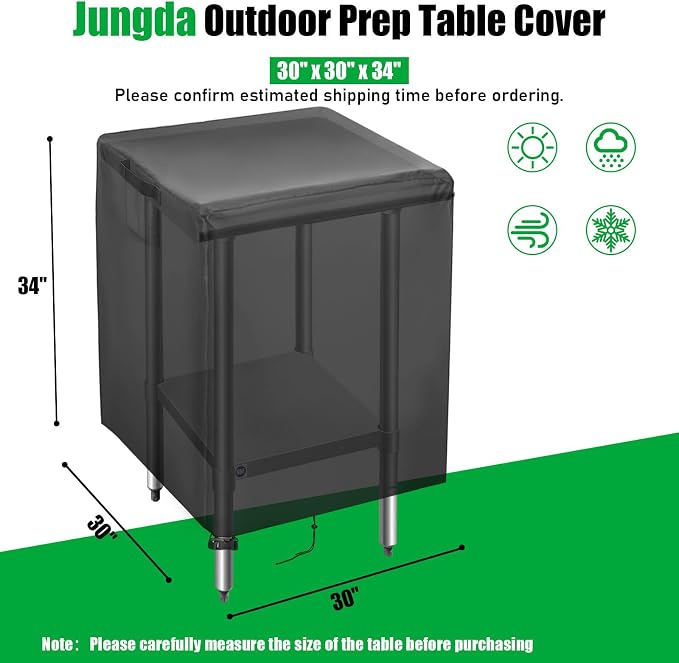 Outdoor Prep Table Cover, 30 Inch Waterproof Stainless Steel Food Table Cover, Patio Pizza Oven Grill Table Cover - 30 x 30 x 34 Inch