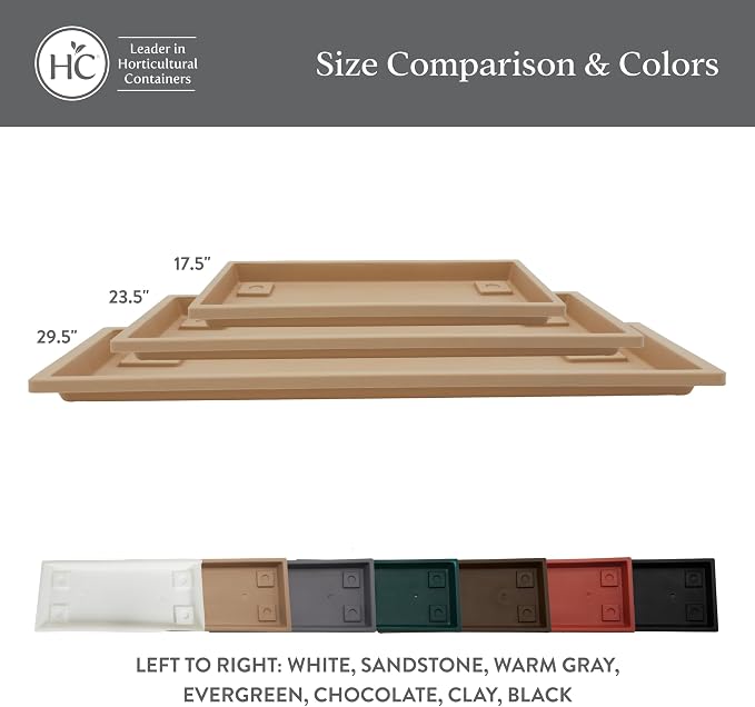 The HC Companies Venetian Rectangular Plant Tray - Lightweight Plastic Plant Saucer - Plant Drip Trays for Drainage - UV Resistant Pot Saucer for Indoor & Outdoor Use (17.5” White, Pack of 1)