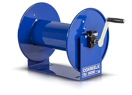 Coxreels 112-3-150 Hand Crank Hose Reel - Steel Spool for Coiling Hoses and Cables - Rotating Storage Reel with Manual Crank - Fits 3/8 x 150 Inch Hose - 12 x 18.25 x 13 Inches