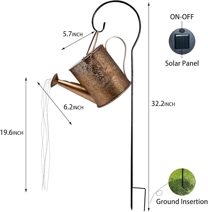 JIAJIAMEI Solar Watering Can Lights Big Tree Outdoor Garden Decor, Large Waterproof Cascading LED Hanging Solar Lights, Gifts for Mom Grandma Women Birthday Mother's Day - Yard Porch Patio Backyard
