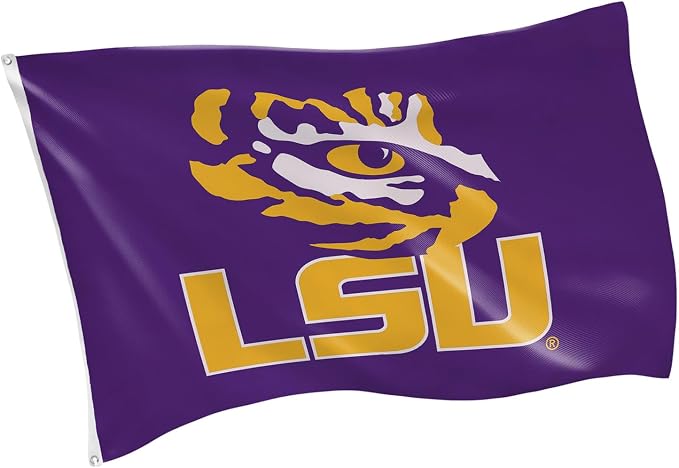 NCAA Louisiana State University Flag with Grommets, 3'x5' LSU Tigers Outdoor College Flags & Banners for Garden Patio Indoor Wall Décor