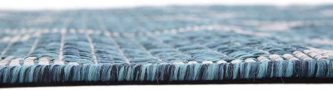 Unique Loom Outdoor Trellis Collection Area Rug (7' 1" x 10' Rectangle, Teal/ Gray)