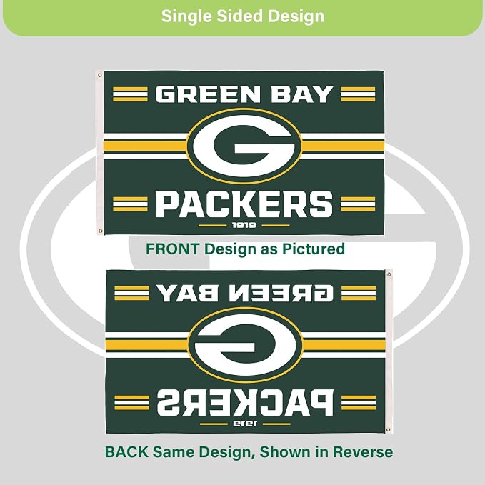 NFL Green Bay Packers Vintage Flag | 3 x 5 Estate Flag with Grommets | Heavy Duty Banner for Outdoor Garden Patio Decoration | Indoor Wall Decor for Room | Works with Flagpoles for Outside House (Green Bay Packers-Vintage)