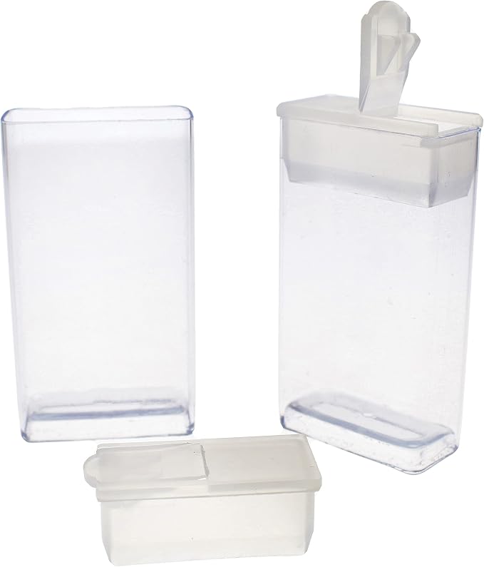 The Beadsmith Clear Plastic Boxes - Rectangle with a Flip Top Cap - 7/16” x 1” x 1-7/8” - Use for Beads, Bath Salts, Wedding & Party Favors, Home or Office Storage - Bag of 100
