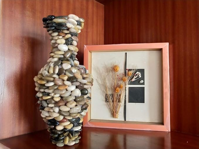 Pebbles Polished Gravel, Natural Polished Mixed Color Stones, 0.5-1.2 inch Small Decorative River Rock Stones 5 Pounds (80-Oz)