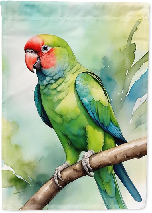 Caroline's Treasures African Ringneck Parrot House Flag Large Porch Sleeve Pole Decorative Outside Yard Banner Artwork Wall Hanging, Polyester, House Size, Multicolor