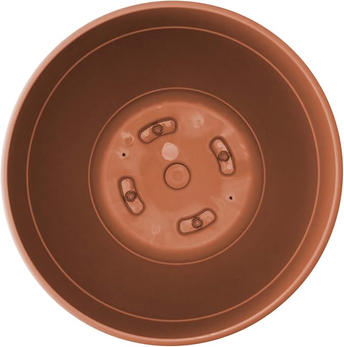 Bloem Dayton 16" Terra Cotta Recyled Plastic Planter Pot with Drainage Holes and Removable Saucer for Indoor or Outdoor Gardening, Made in USA