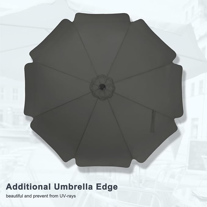 MASTERCANOPY 10ft Patio Umbrella with Valance, Crank and Tilt – 8 Ribs Outdoor Market Umbrella, UV/Fade Resistant, Waterproof Canopy with Wind Vent for Garden, Deck, Backyard, Pool (Dark Gray)
