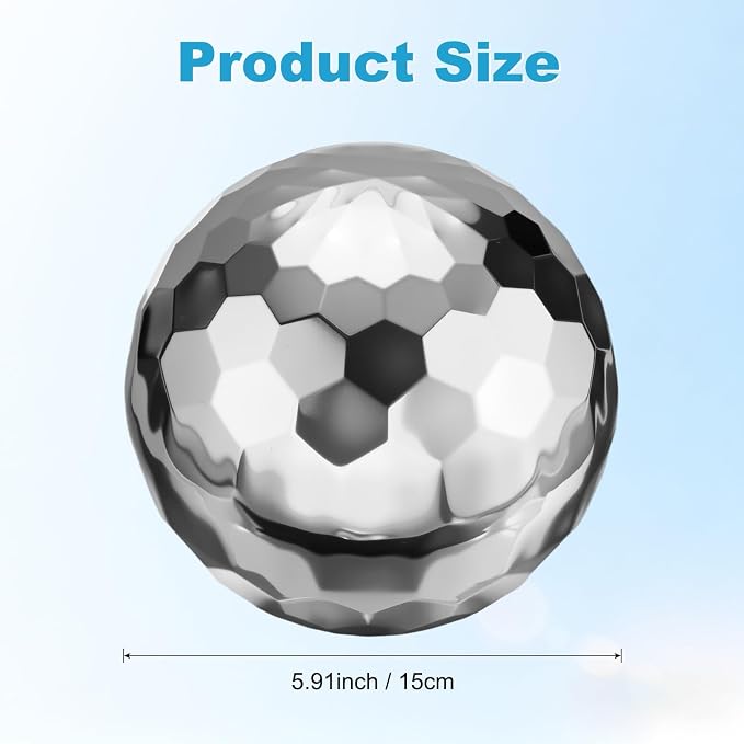 M METERXITY 1-Pack Garden Gazing Globes Ball Sculptures Diamond 6 Inch 304 Stainless Steel Hollow Mirror Reflective Floating Ball for Garden/Pond/Home/Yard Outdoor Decoration [Silver]