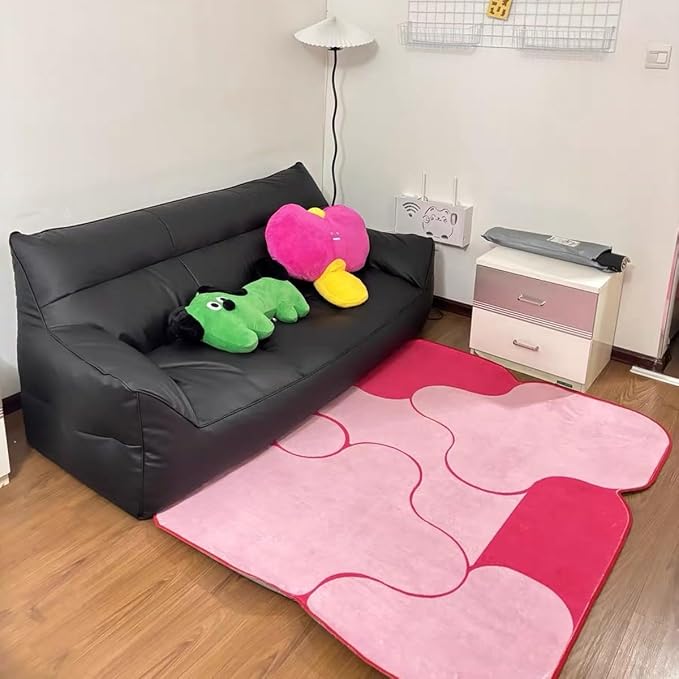 Hot Pink Ombre Irregular Shaped Rugs for Living Room Entryway Dorm Nursery Entrance Bedroom Dining Room Durable Home Throw Carpets Non Shedding Thin Soft Comfort Abstract Geometric Area Rug 9x12