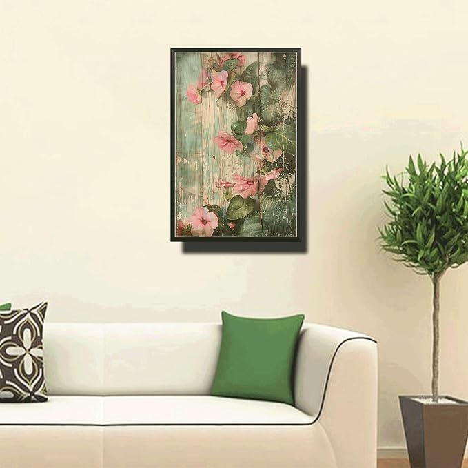 Metal Sign Tin Sign Vintage Wall Art Rustic Charm Impatiens Tin Sign for Shabby Chic Style Distressed Wood Art and Corrosion Resistant Vintage Decor for Bar 6×8 Inches with Metal Frame