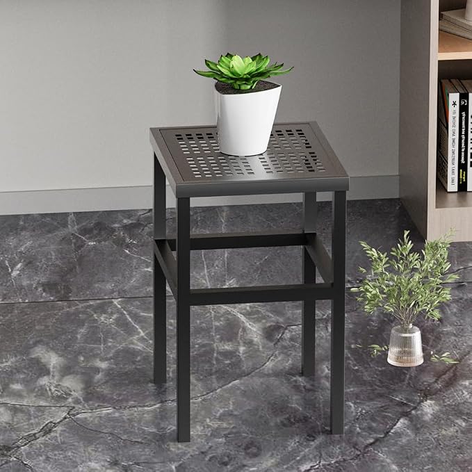 Tall Plant Stand 23" Aluminum Indoor &Outdoor Rustproof | Indoor/Outdoor Extra-Sturdy 23" tall Aluminum Plant Stand – Ideal for Patios, Gardens, Living Room Decoration (Black)