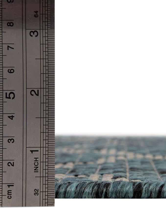 Unique Loom Outdoor Trellis Collection Area Rug - Trellis (Round 10' 8" x 10' 8", Teal/ Gray)