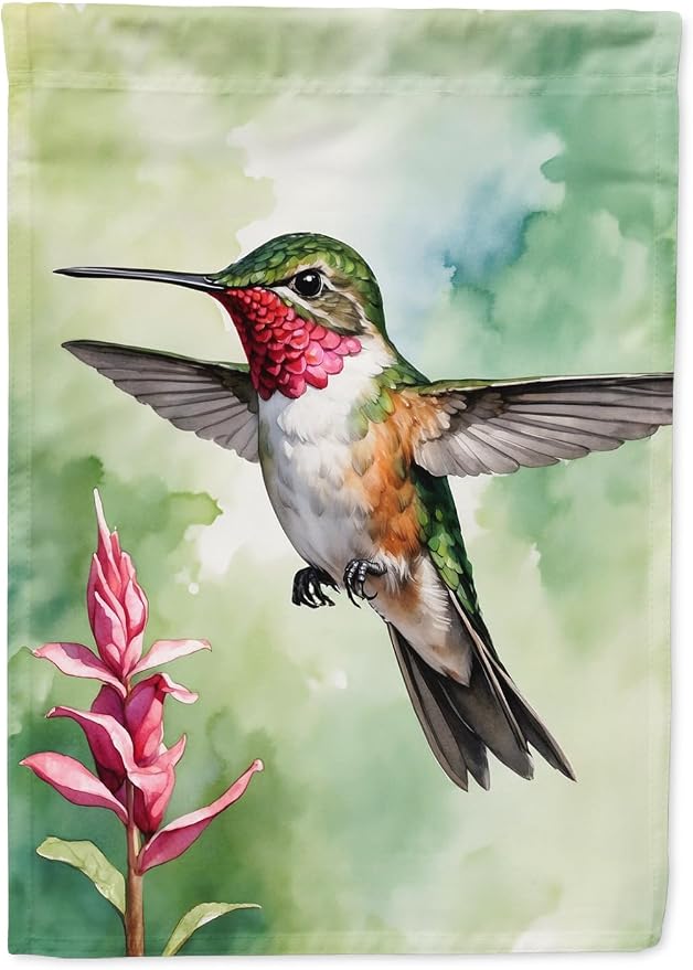 Caroline's Treasures Calliope Hummingbird House Flag Large Porch Sleeve Pole Decorative Outside Yard Banner Artwork Wall Hanging, Polyester, House Size, Multicolor