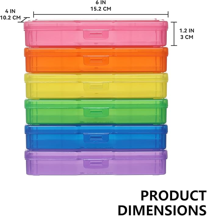 novelinks 6 Pcs 4"x6" Plastic Photo Storage Boxes with Tray (Color 2Pack) | Photo Organizers and Storage, Task Boxes for Special Education, Flash Card Holder, 4x6 Index Card Holder, Picture Boxes