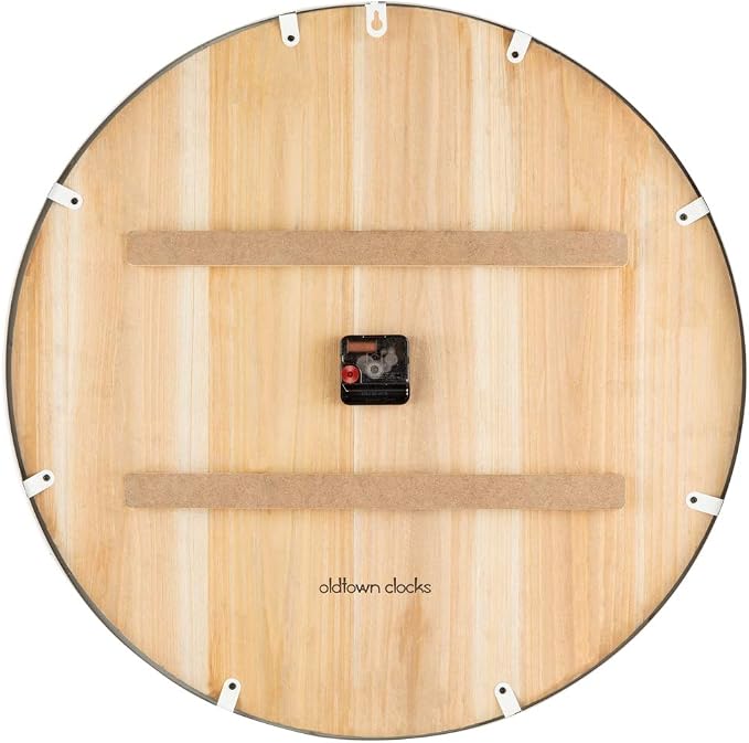 Oldtown Farmhouse Metal & Solid Wood Noiseless Wall Clock (Coastal Grey, 24-inch)