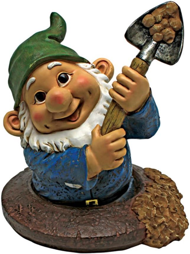 Garden Gnome Statue - Shoveling Sam Gnome-in-A-Hole - Outdoor Garden Gnomes - Funny Lawn Gnome Statues