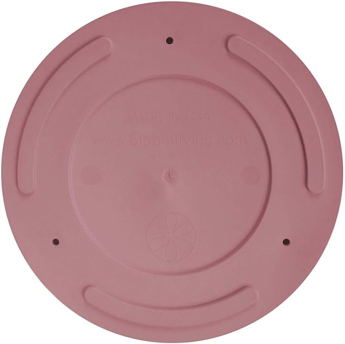 Bloem Mathers 12" Plastic Planter - Modern Indoor Pot with Drainage Holes and Saucer Tray, Dusty Rose
