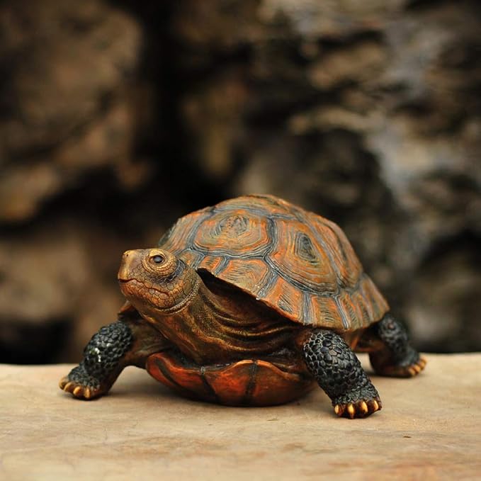Danmu 1Pc of Polyresin Tortoise Statue 12 9/10" x 9 2/5" x 5 1/2" | Lifelike,Realistic,Vivid Color,Hand-Painted,Weather-Resistant,Great Details,Garden Statues,Outdoor Statues,Yard Statues