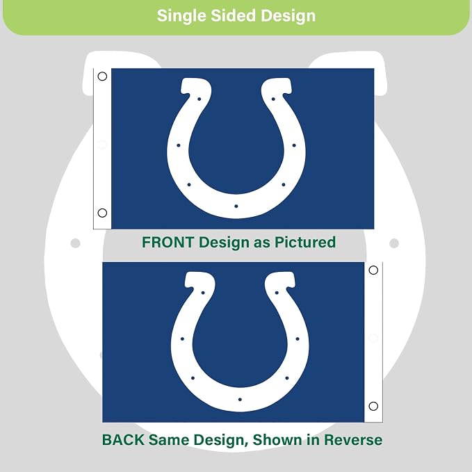 NFL Indianapolis Colts 3 x 5 Outdoor Durable House Flag with Grommets | Sport Team Flag & Banner | Indoor Wall Decor Flag for Room | Works with Flag Poles for Outside House