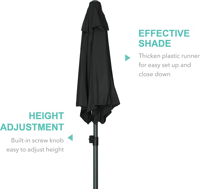 AMMSUN 6ft Patio Umbrella Outdoor Table Umbrellas with Push Button Tilt, UPF50+ Premium Steel Pole and Ribs for Deck, Lawn, Garden, Backyard & Pool (Black)