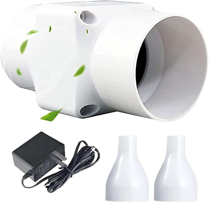 2 Inch Inline Duct Fan Variable Speed Air Circulator Quiet with 50mm to 32mm Interface for Home Office Cabinet Pet Cage Ventilation(50 mm to 20 mm,Power Cord)