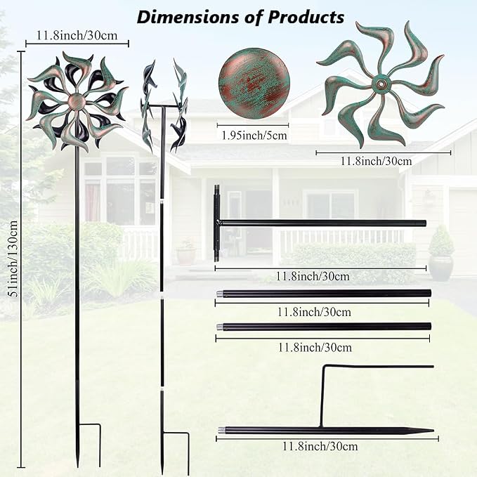 Stargarden Wind Spinners Outdoor, Metal Wind Spinner | Kinetic Wind Sculptures & Spinners, Decorative Pinwheels Double Windmill for Yard, Garden Decor