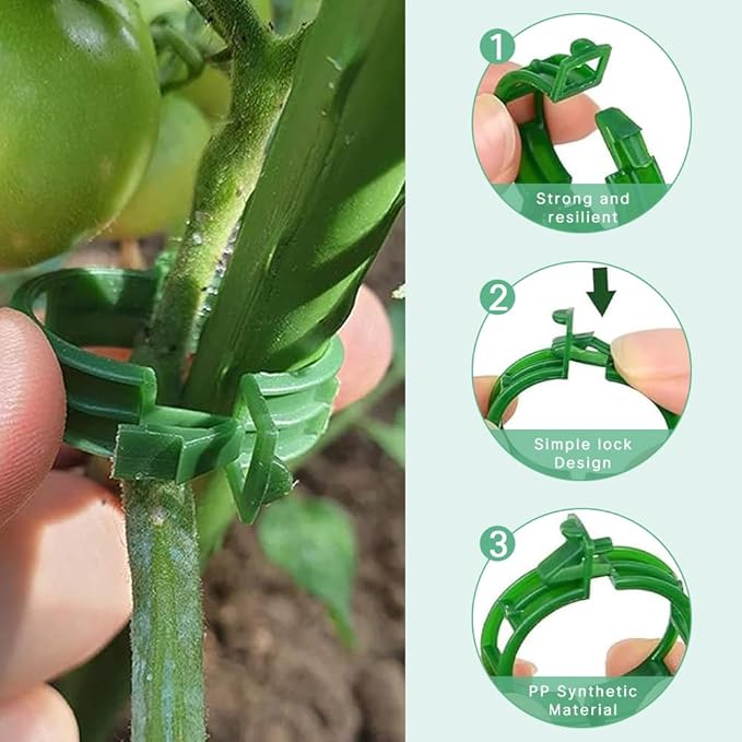 300 PCS Secured Plastic Plant Clip, New Reusable Plant Support Clips Plastic Clips Tomato Clips for Securing Plants for Climbing Plants, Grape, Vegetable Stems (200, White)