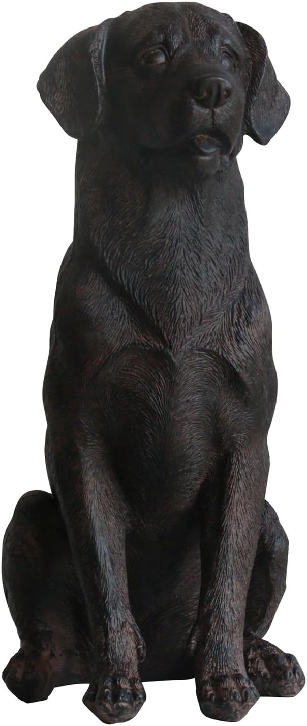 Lukitas Black Lab Statue, Sitting Dog Figurine Home Decor, Modern Puppy Decorative Sculpture for Living Room Yard Garden Outside, Resin 11.5''