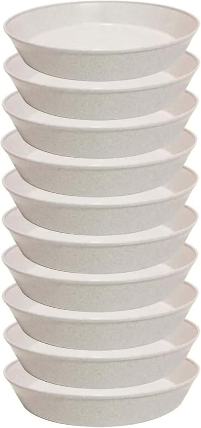 8 Inch (6.3 Inch Base) Case of 10 Plant Saucers | Polypropylene, Heavy Duty Indoor/Outdoor, Drip Pan & Tray, Collects Excess Water, Made in USA