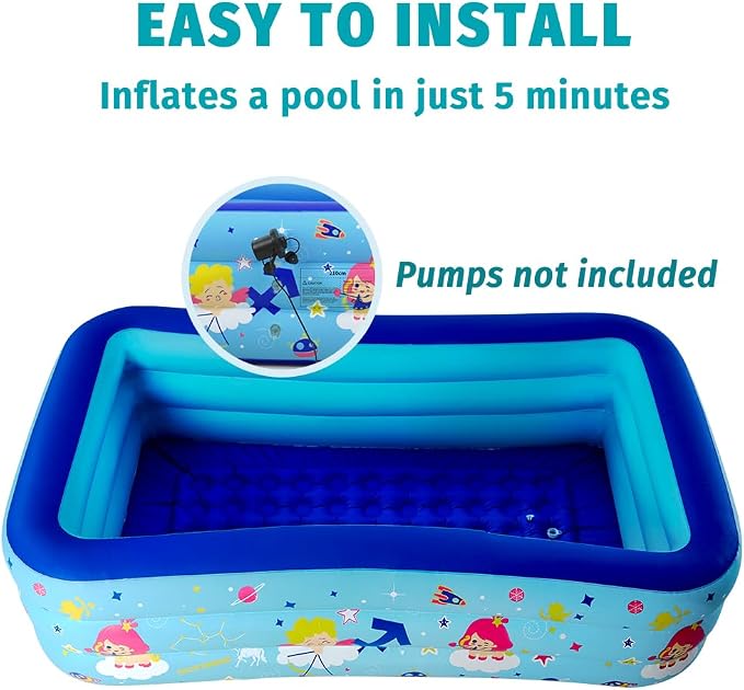 Seasons Inflatable Pool for Kids 58"x40"x20" PVC Thickened Swimming Pool | for Summer Garden & Outdoor Backyard Water Parties