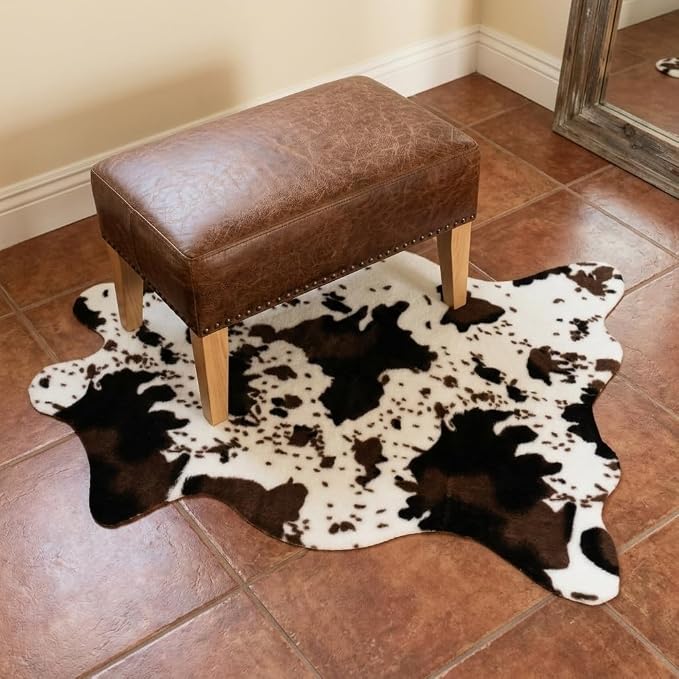 MustMat Cow Print Faux Cowhide Rug 2'6"x3'7", Western Small Area Decor | Fits bedroom,Vanity, Entryway,Nook,Dorm,Rustic;Perfect Farmhouse Decor,Cowboy Birthday