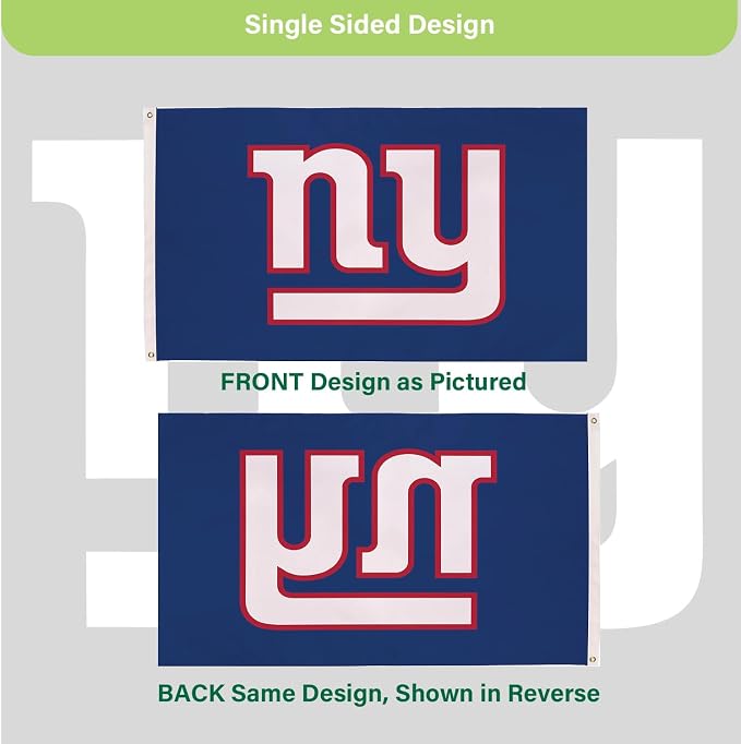Team Sports America NFL New York Giants 3 x 5 Outdoor Durable House Flag with Grommets | Sport Team Flag & Banner | Indoor Wall Decor Flag for Room | Works with Flag Poles for Outside House