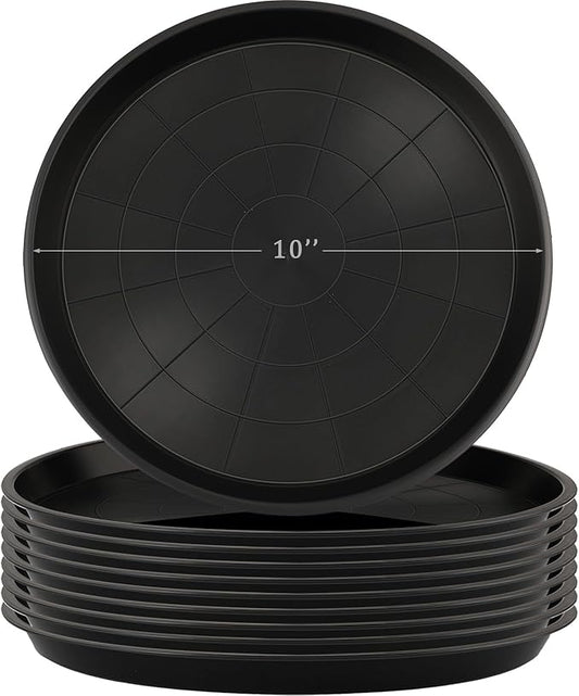 Eccliy 10 Packs 10 Inch Plastic Large Plant Saucers Heavy Duty Planter Trays Jumbo Flower Pot Saucers Plastic Water Trays for Indoors and Outdoors
