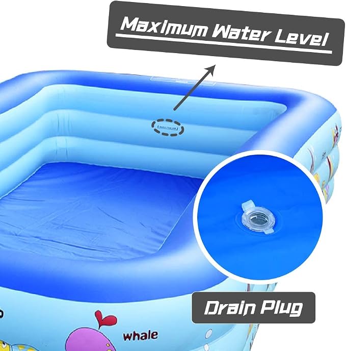 Inflatable Swimming Pool, Family Kiddie Pool, 117" x 66" x 21" Full-Sized Inflatable Pool for Kids and Adults, Blow Up Lounge Pool for Backyard, Garden, Outdoor, Party