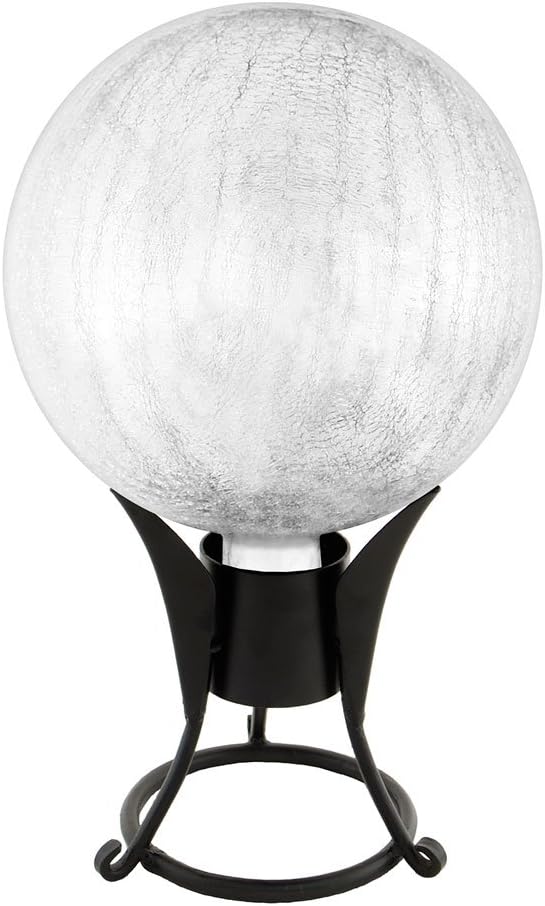 Achla Designs 10-Inch Crackle Gazing Globe Ball, Silver