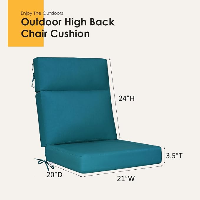 Sunbrella Outdoor High Back Chair Cushion, 2 Pack 44x21 inches Patio Chair Cushions Water Repellent Rocking Cushions Indoor Furniture Seat Pad, Spectrum Peacock