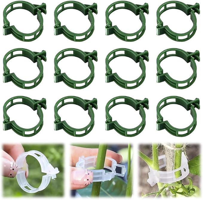 100 PCS Plant Support Clips Reusable Garden Clips, Premium Secured Plastic Plant Clips, Tomato Trellis Clips for Climbing Plants Outdoor Indoor Plant Flowers Vine Fixing Support Clips