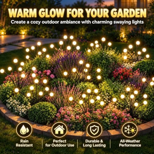 4 Pack Solar Garden Lights, 32 LED Firely Lights Outdoor - Image 5