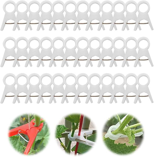 Plant Support Clips Reusable Garden Clips, Secured Plastic Plant Clips for Climbing Plants Outdoor, Plant Fixing Clips Tomato Clips for String Trellis, Vine Clips Trellis Clips (50, White_18MM)