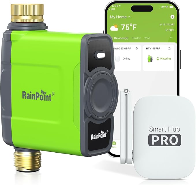 RAINPOINT WiFi Water Timer for Garden Hose, 2027 New Version WiFi Sprinkler Controller, Smart Hose Timer Valve, Automatic Drip Irrigation System/Rain Delay for Garden